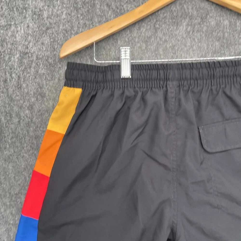 Duvin Shorts Mens XL Black Rainbow Stripe Swim Trunks Board Shorts Retro Style